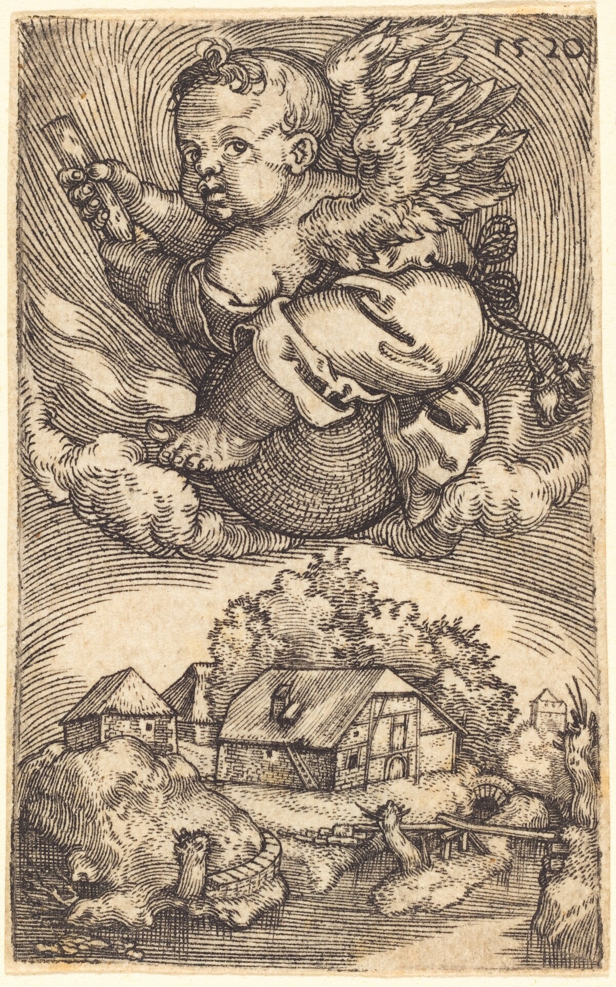 Genius on a Globe Floating in the Air by Barthel Beham