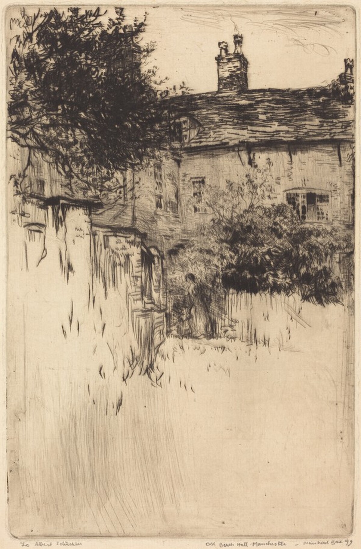 Old Birch Hall, Manchester by Muirhead Bone