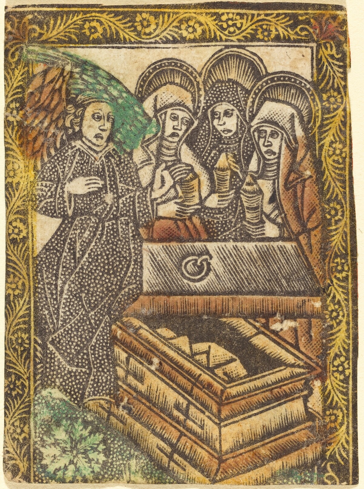 The Three Maries at the Tomb by Workshop of Master of the Borders with the Four Fathers of the Church