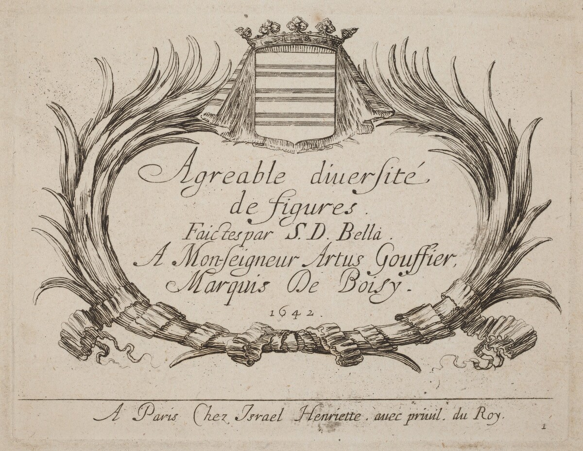 Title Page for "Agreable diversite de figures" by Stefano Della Bella