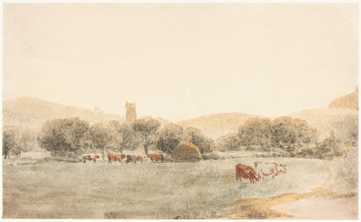 A Meadow with Cattle near Glastonbury by Peter De Wint