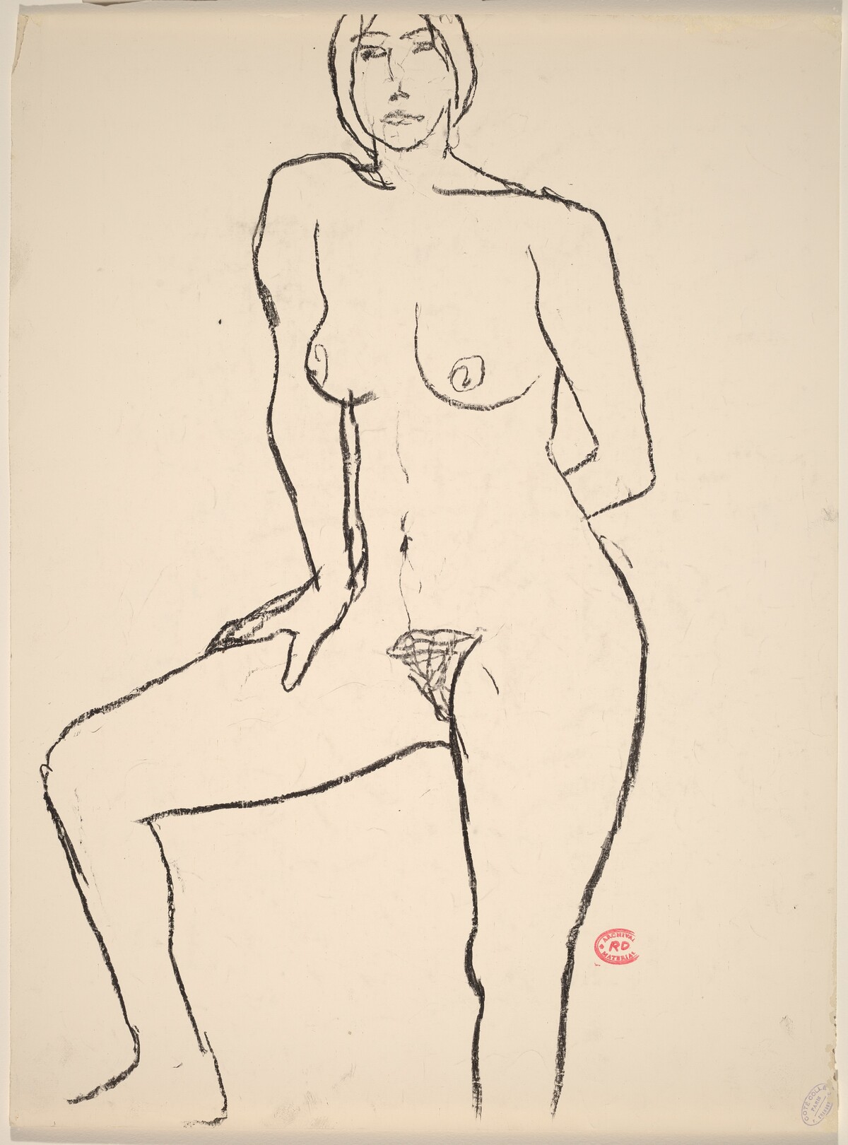 Untitled [standing nude with her left arm behind her back] by Richard Diebenkorn