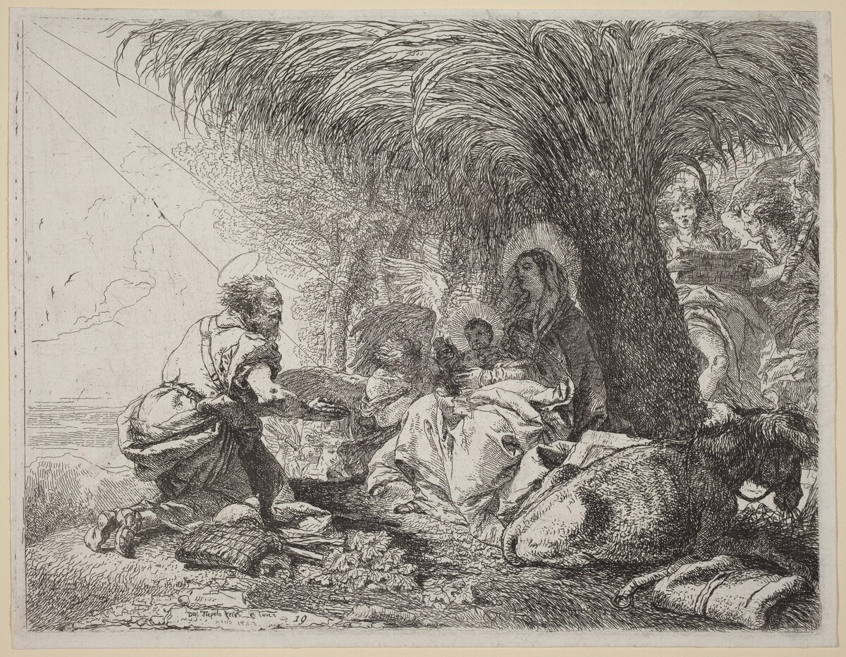 The Rest on the Flight with Joseph in Adoration by Giovanni Domenico Tiepolo