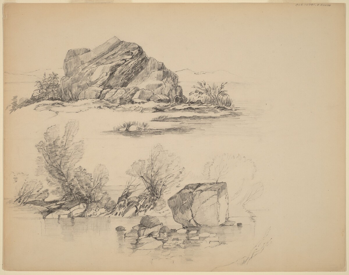 Rocks Along a Lakeshore [recto] by John William Casilear