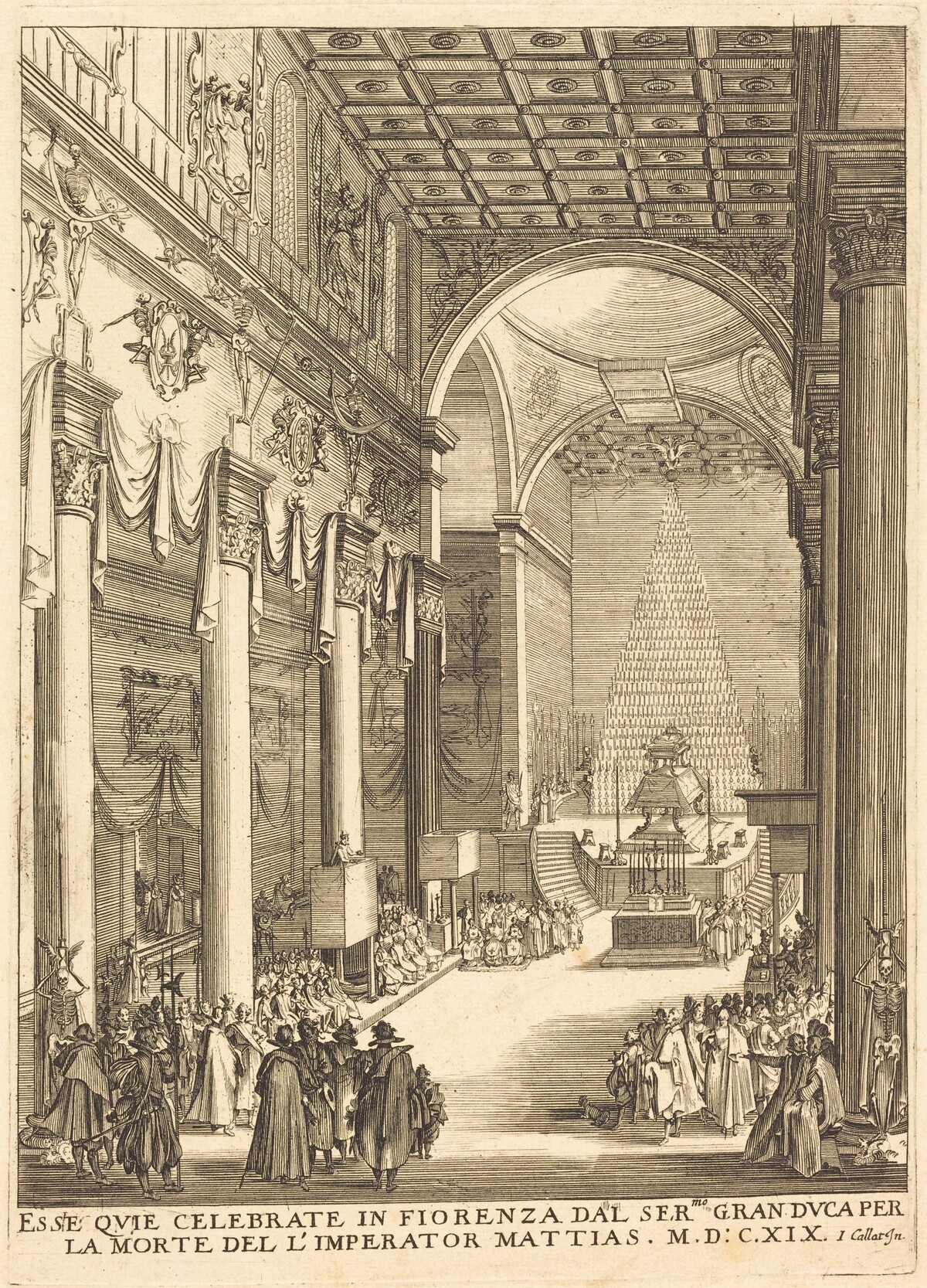 The Catafalque of the Emperor Mathias by after Jacques Callot