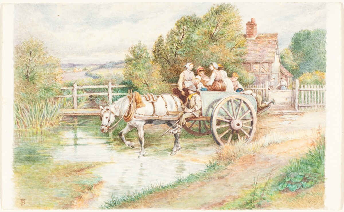 Children in a Cart by Myles Birket Foster