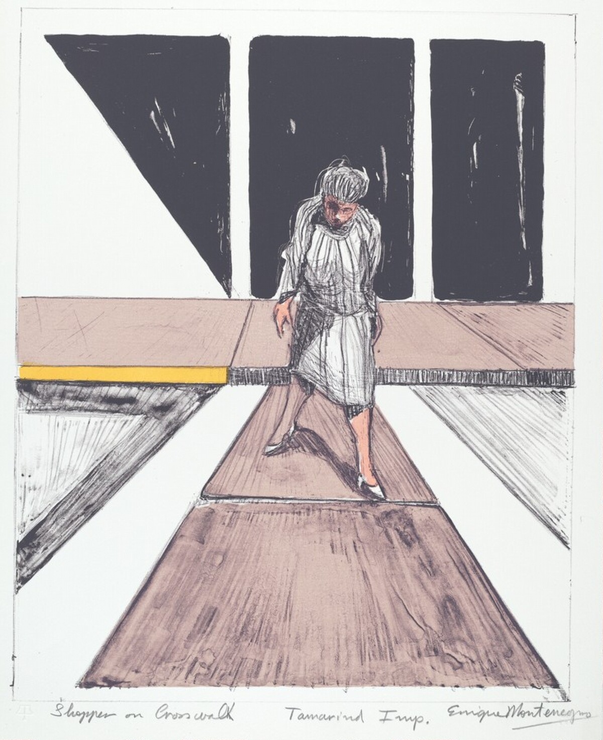 Woman on a Crosswalk by Enrique E. Montenegro