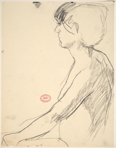 Untitled [seated female nude: side view]