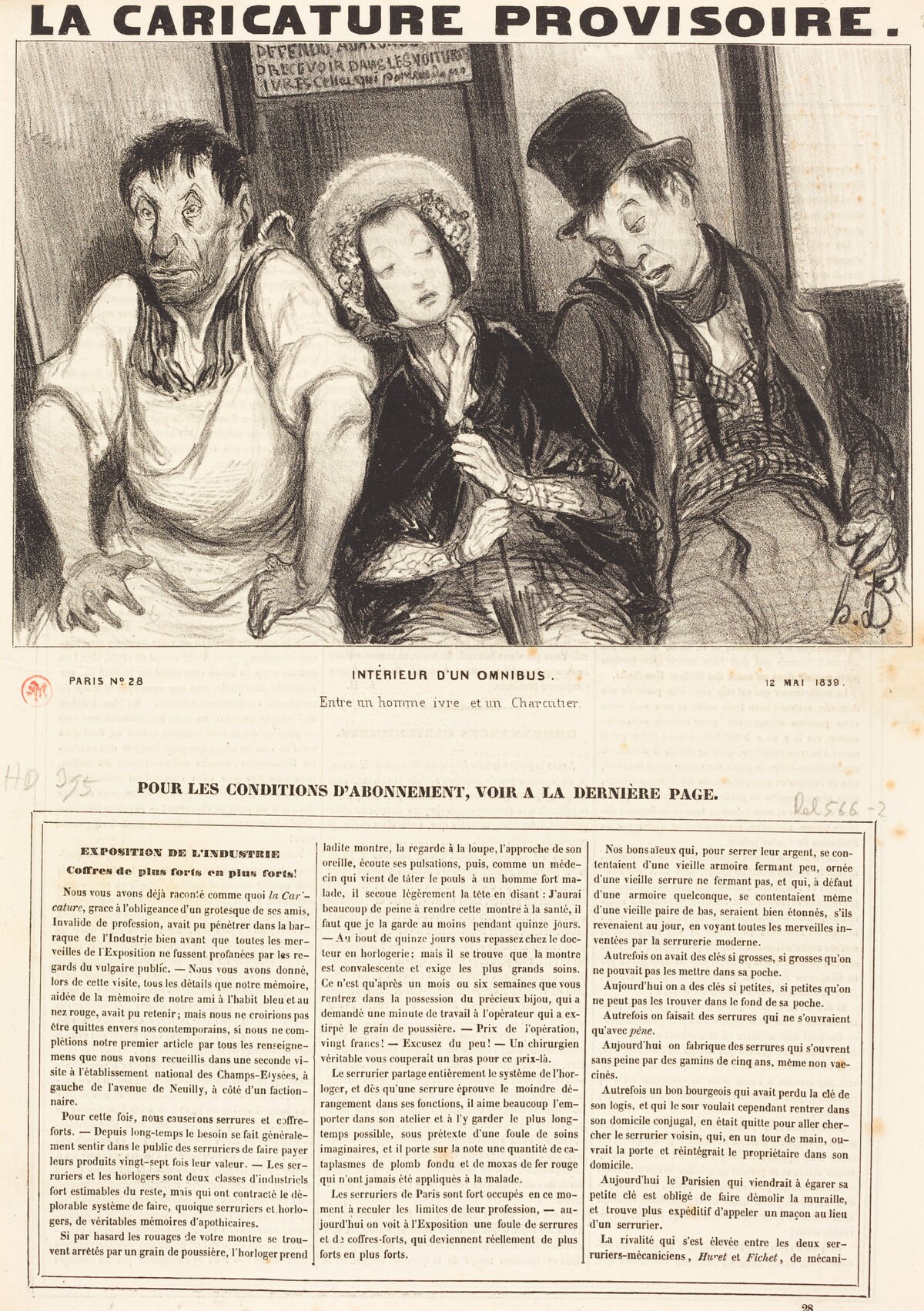 Intérieur d'un omnibus by Honoré Daumier
