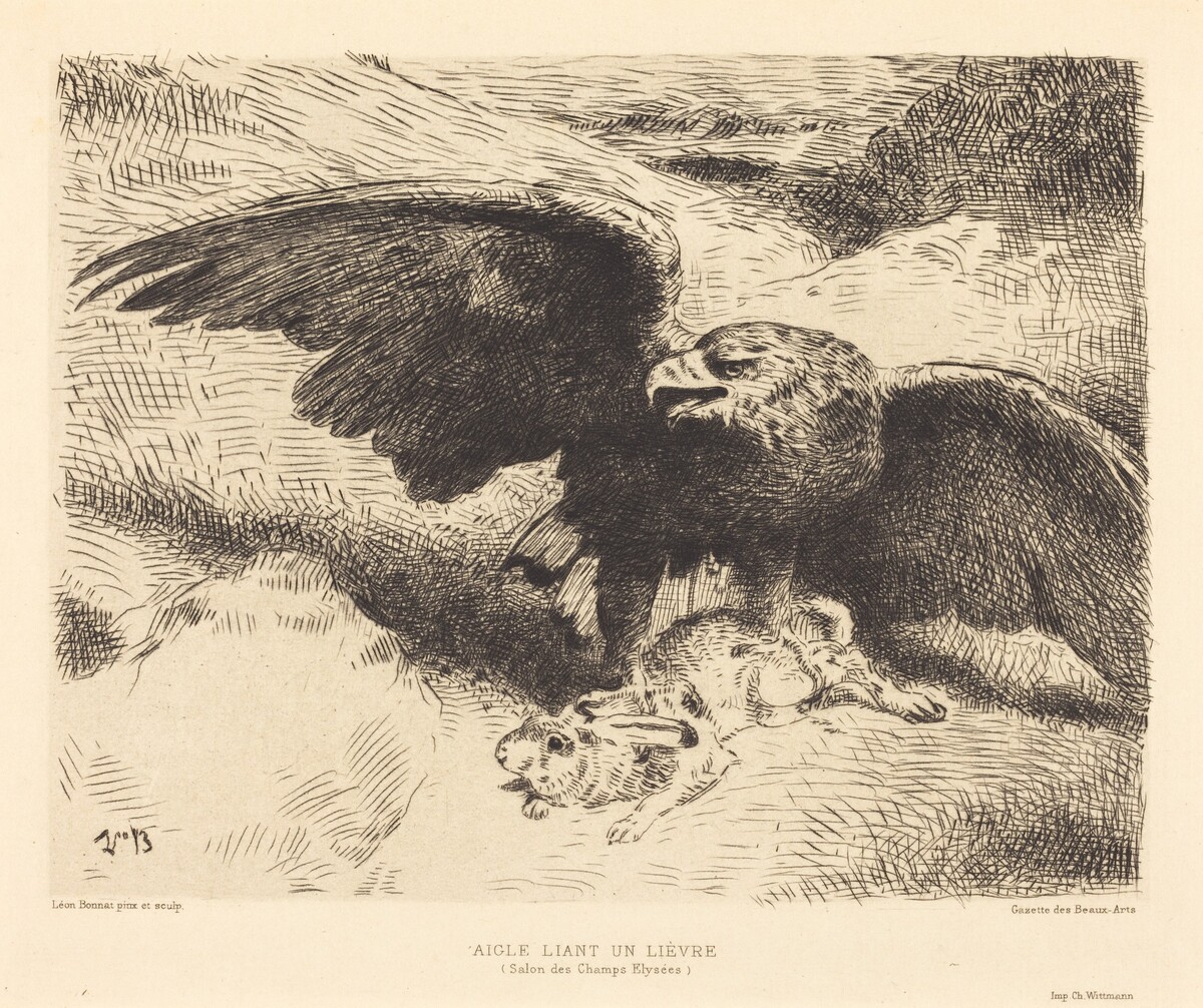 Aigle Liant un Lièvre (An Eagle Pouncing on a Hare) by Léon Bonnat
