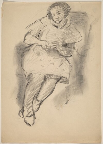 Seated Woman with Hands Together in Lap