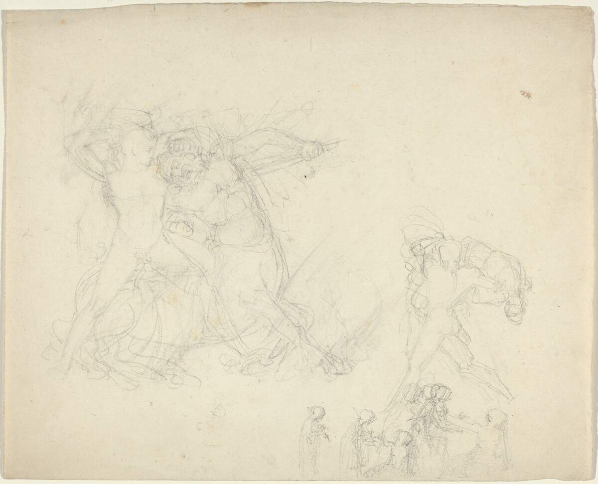Sheet of Studies, including a Man Battling a Centaur by John Flaxman