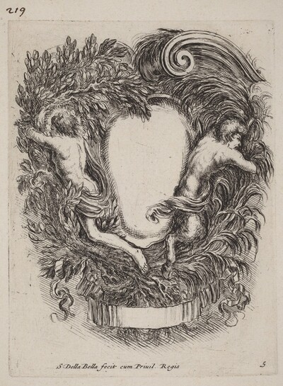 Cartouche with Apollo and Pan
