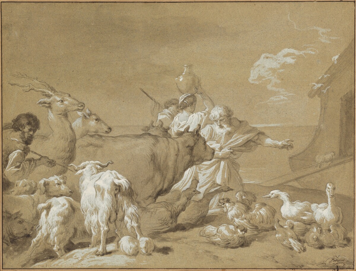 Noah Leading the Animals into the Ark by François-André Vincent after Giovanni Benedetto Castiglione