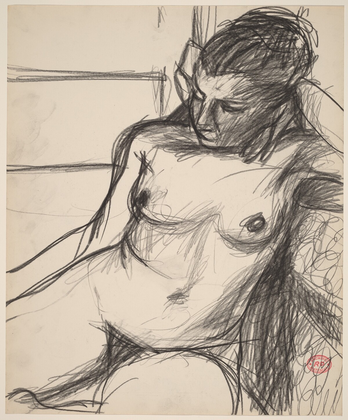 Untitled [seated nude with her left arm on the seat back] by Richard Diebenkorn