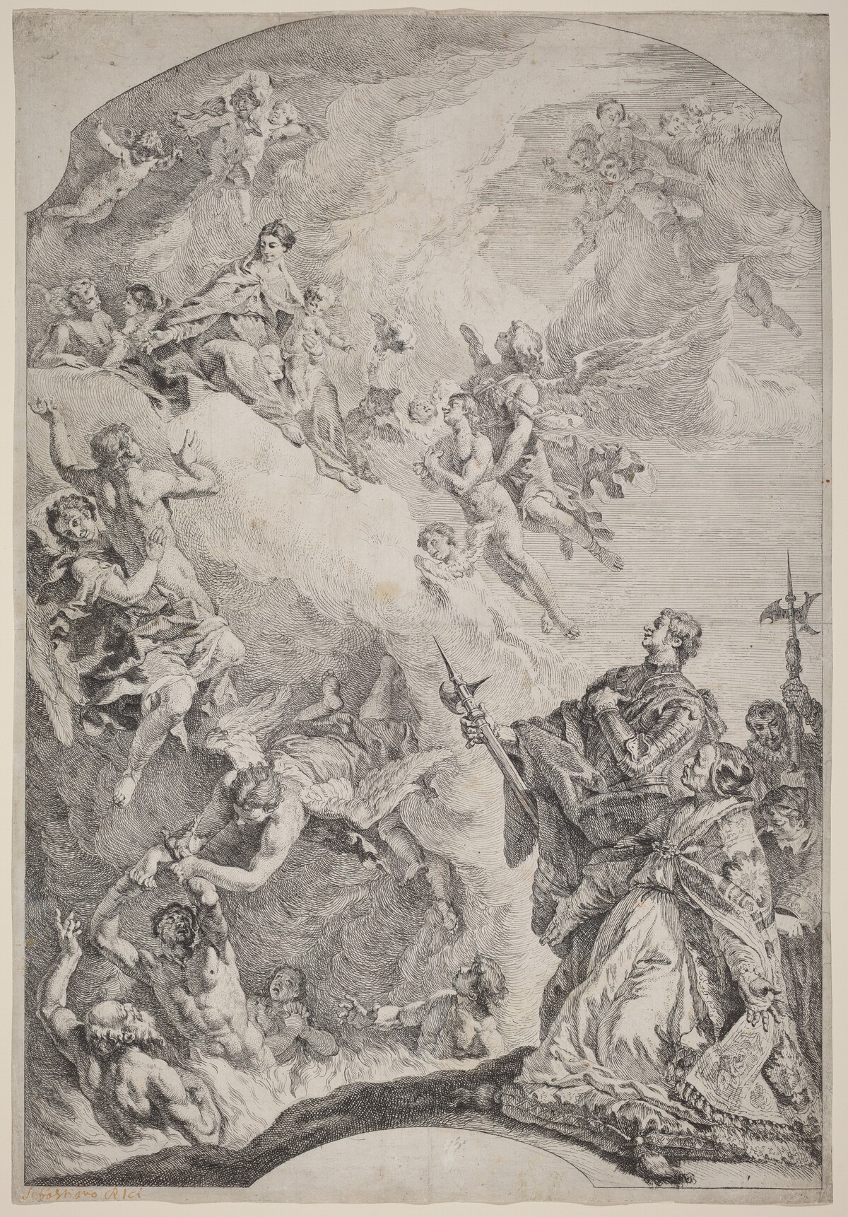 Saint Gregoire I Delivering Souls from Purgatory by Francesco Fontebasso after Sebastiano Ricci