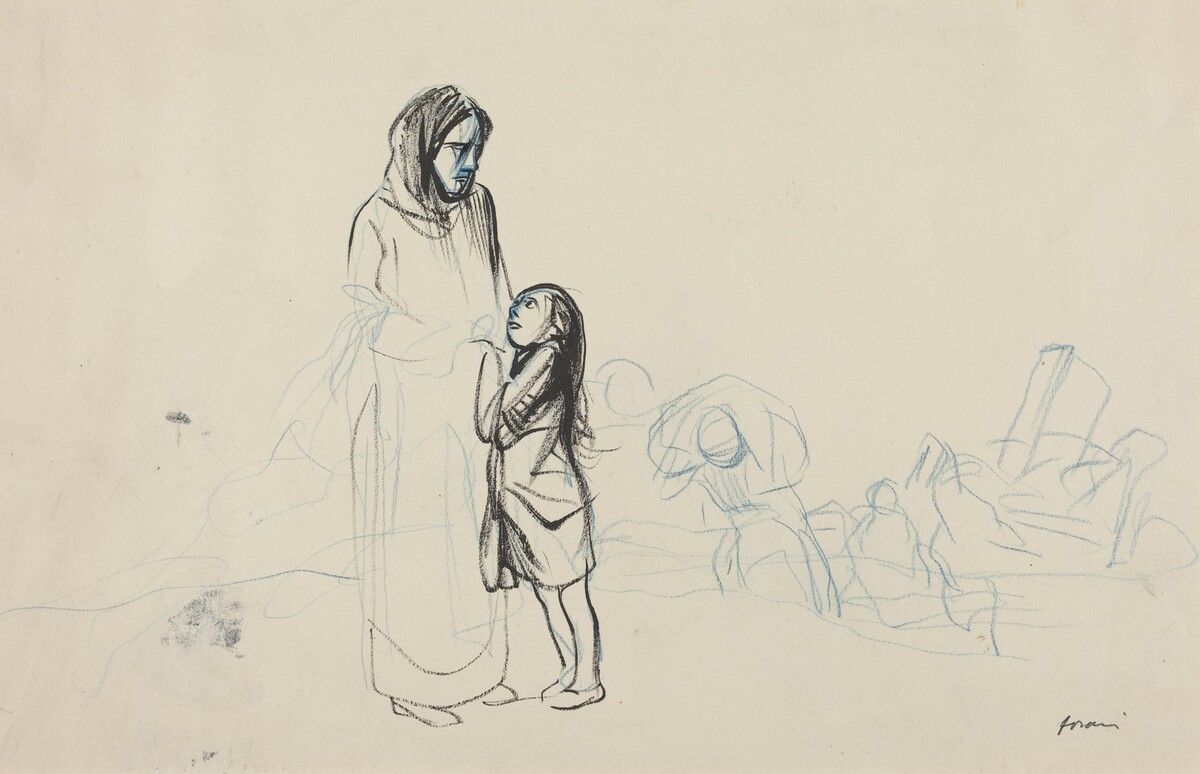 a) Refugees (recto); b) No 2 (verso) by Jean-Louis Forain