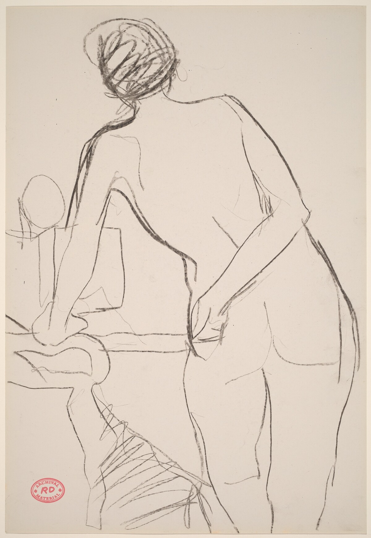Untitled [standing female nude leaning on chair arm] by Richard Diebenkorn