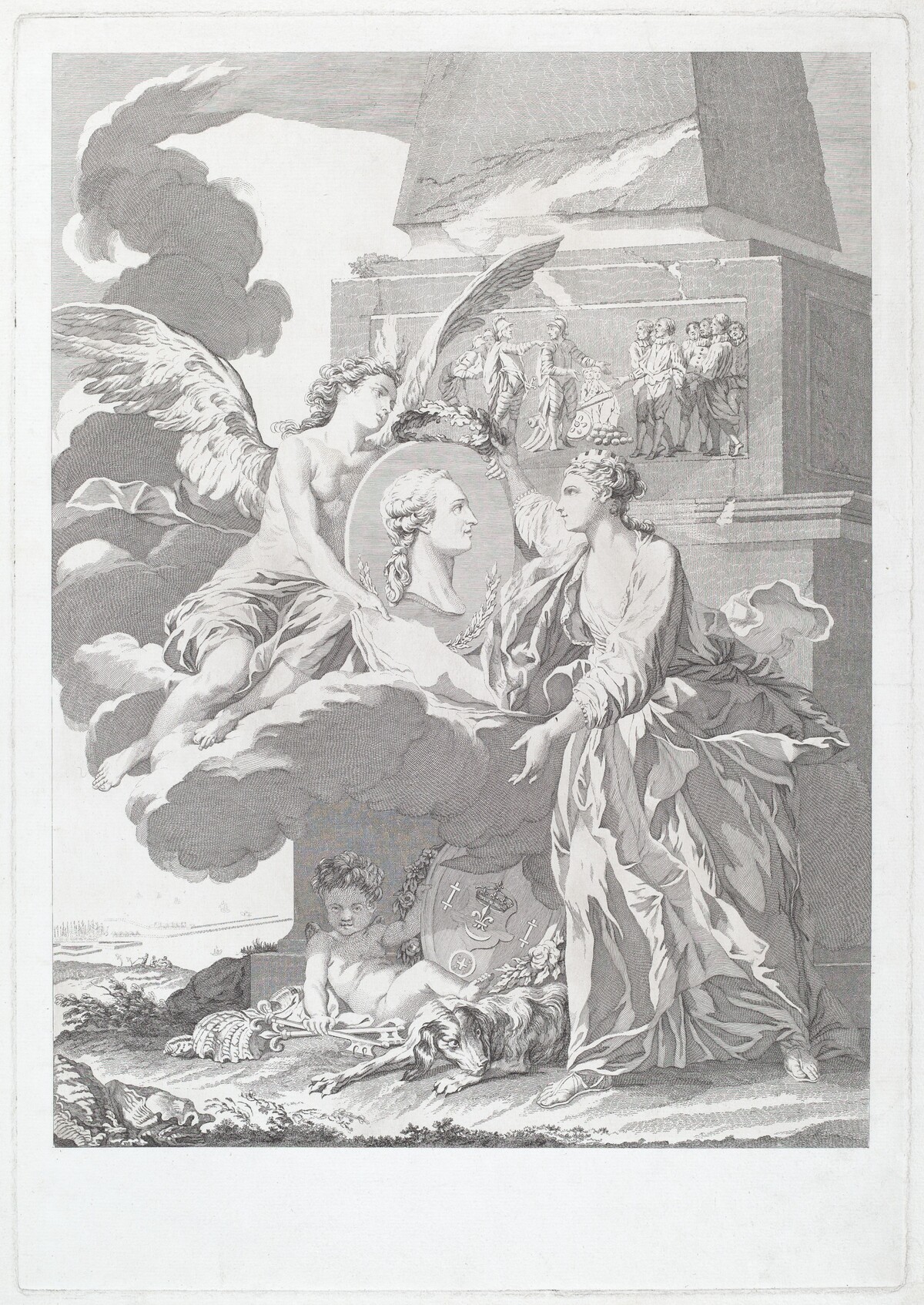 Allegorical Portrait of Pierre Buirette de Belloy by Louis-Simon Lempereur, after Nicolas-René Jollain