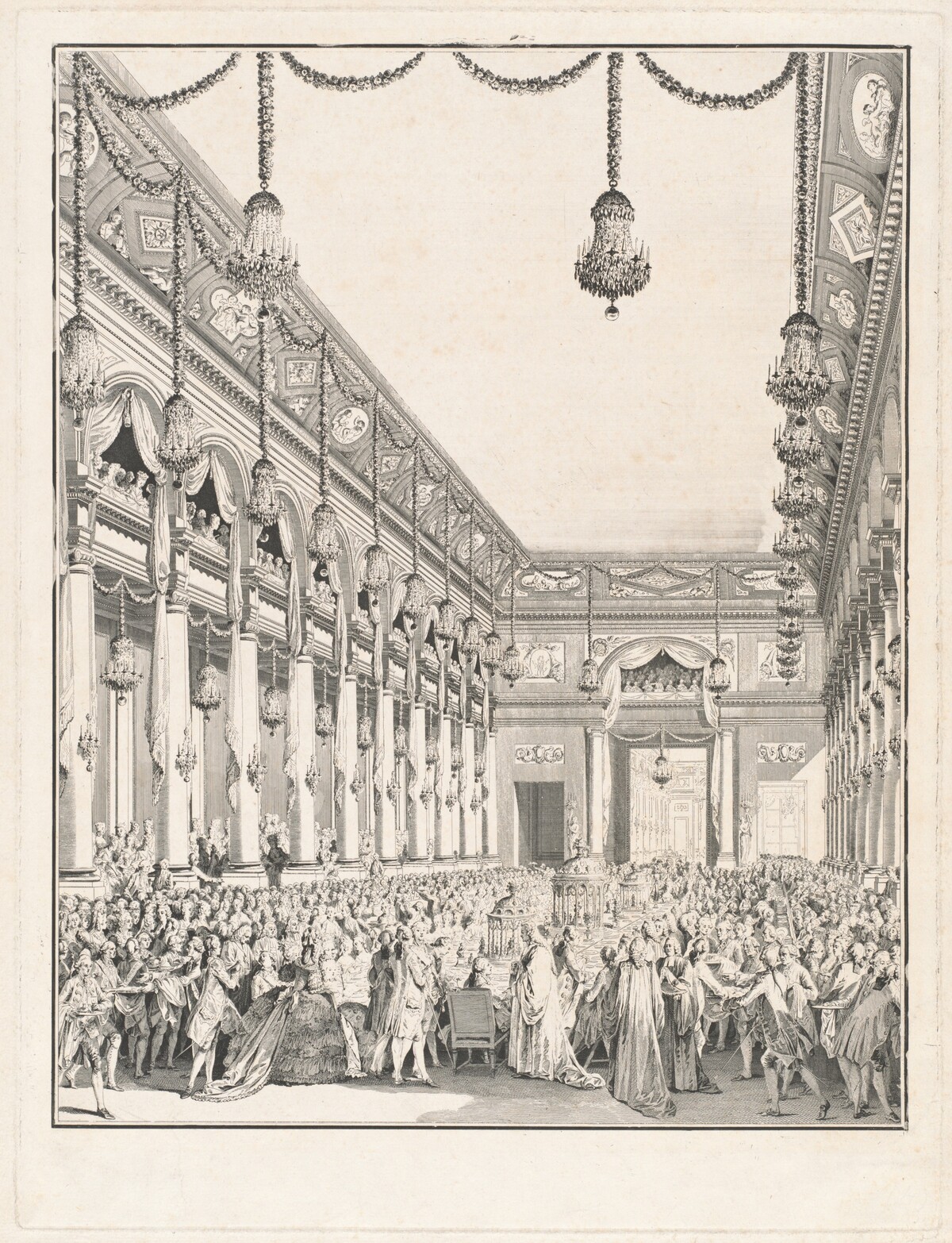 Le festin royal - Fête donnée à l'occasion de la naissance de Monseigneur le Dauphin, 21 janvier 1782 by Jean-Michel Moreau the Younger