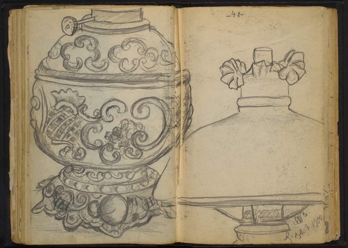 Ornate Tureen and Lampshade by Max Beckmann