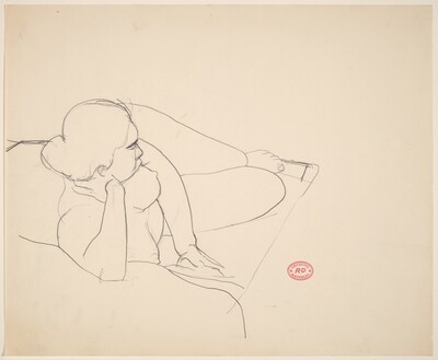 Untitled [reclining female nude in perspective view]