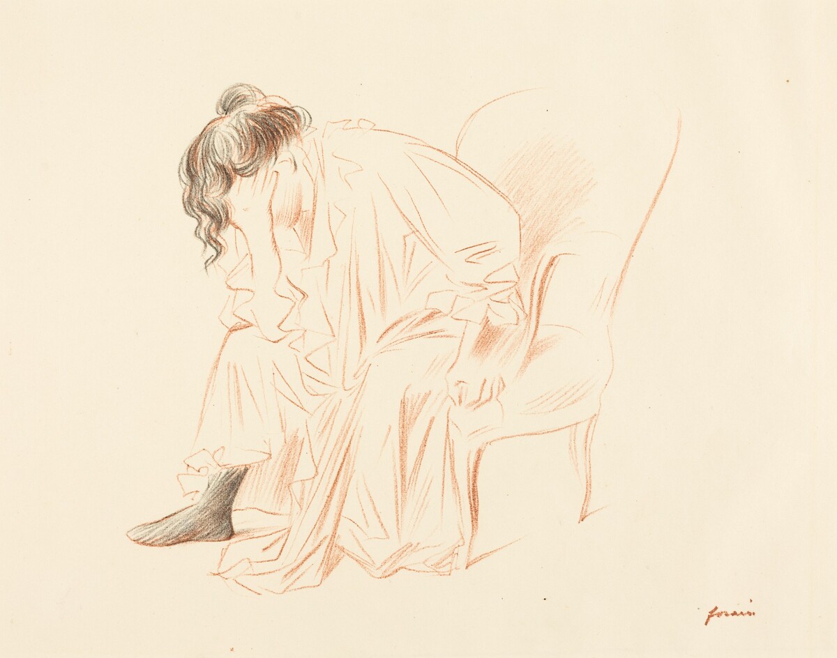 Femme assise, la tête dans la main droite (Seated Woman with Her Head Resting on Her Right Hand) by Jean-Louis Forain