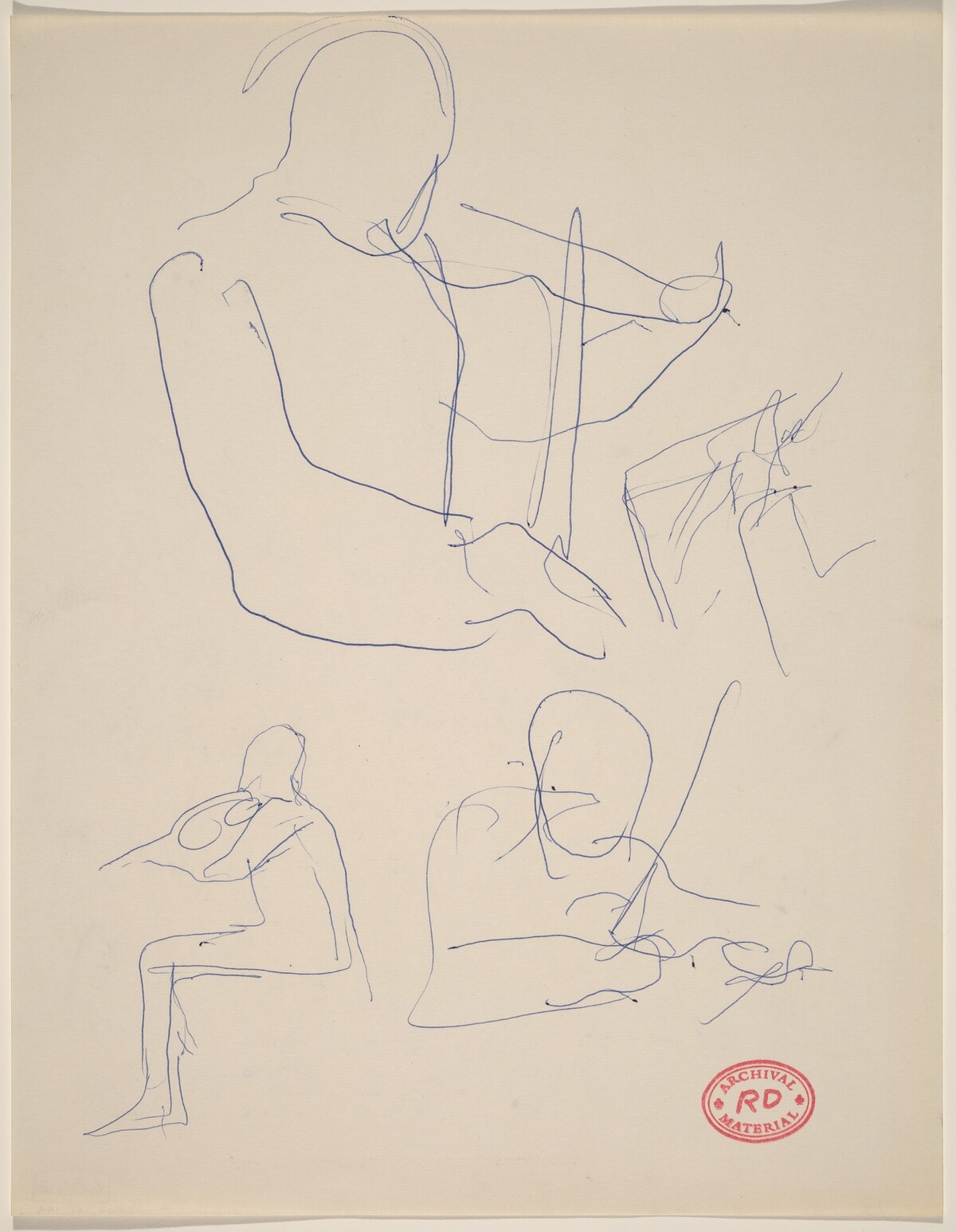 Untitled [three studies of a violinist playing] by Richard Diebenkorn