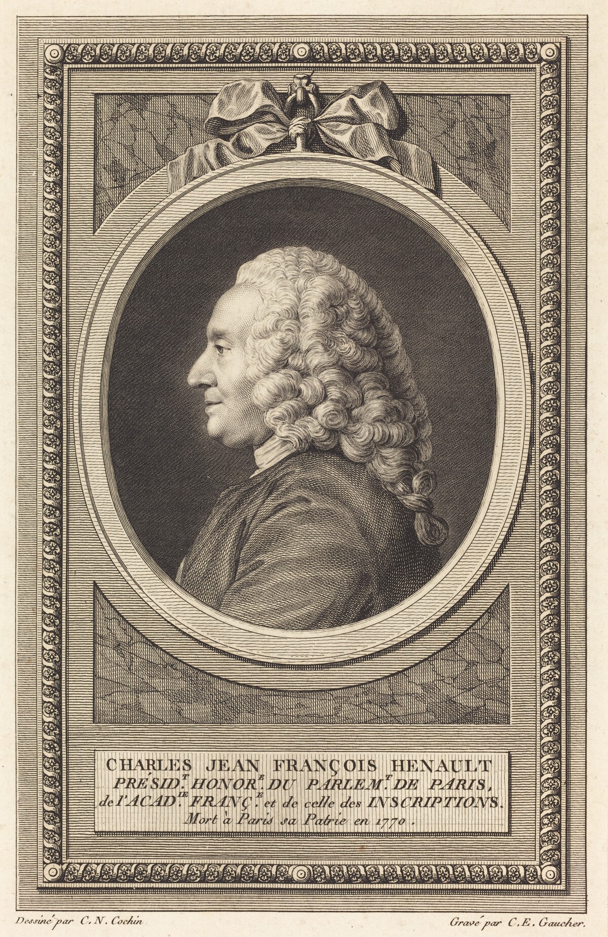 Charles Jean Francois Henault by Charles-Etienne Gaucher after Charles-Nicolas Cochin II