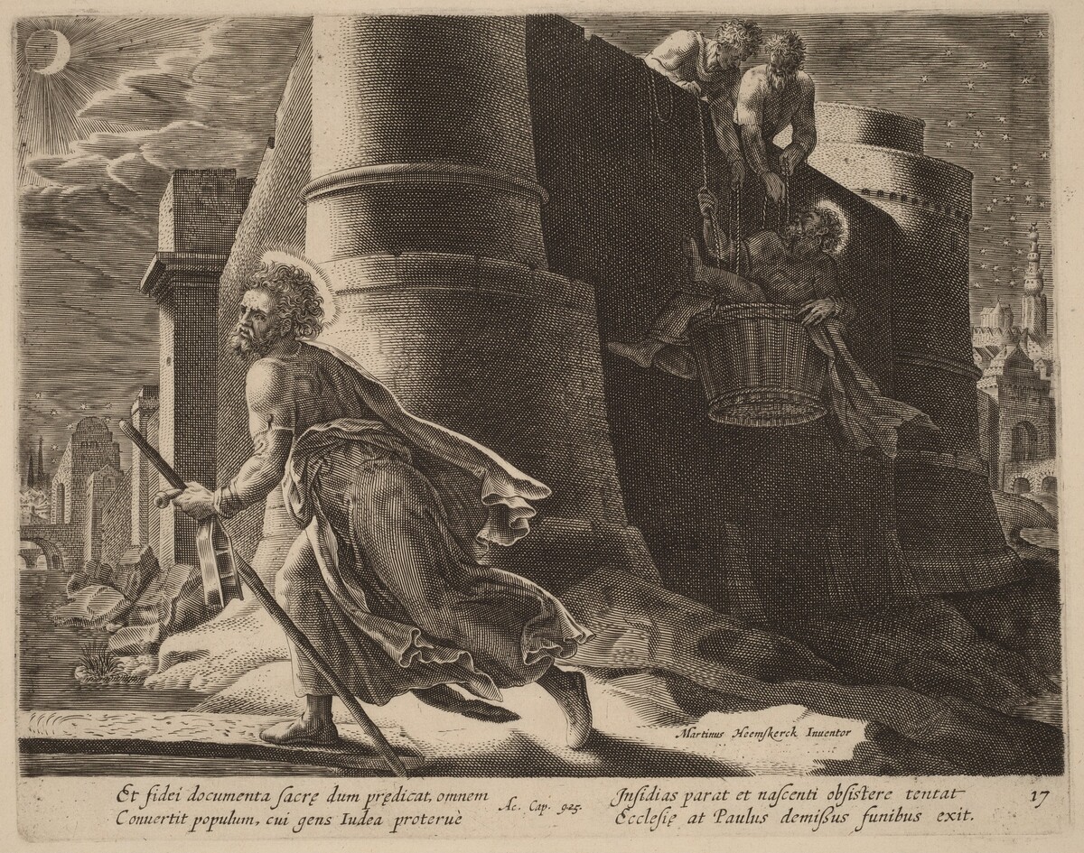 Saint Paul Escapes from Damascus by Philip Galle after Maerten van Heemskerck