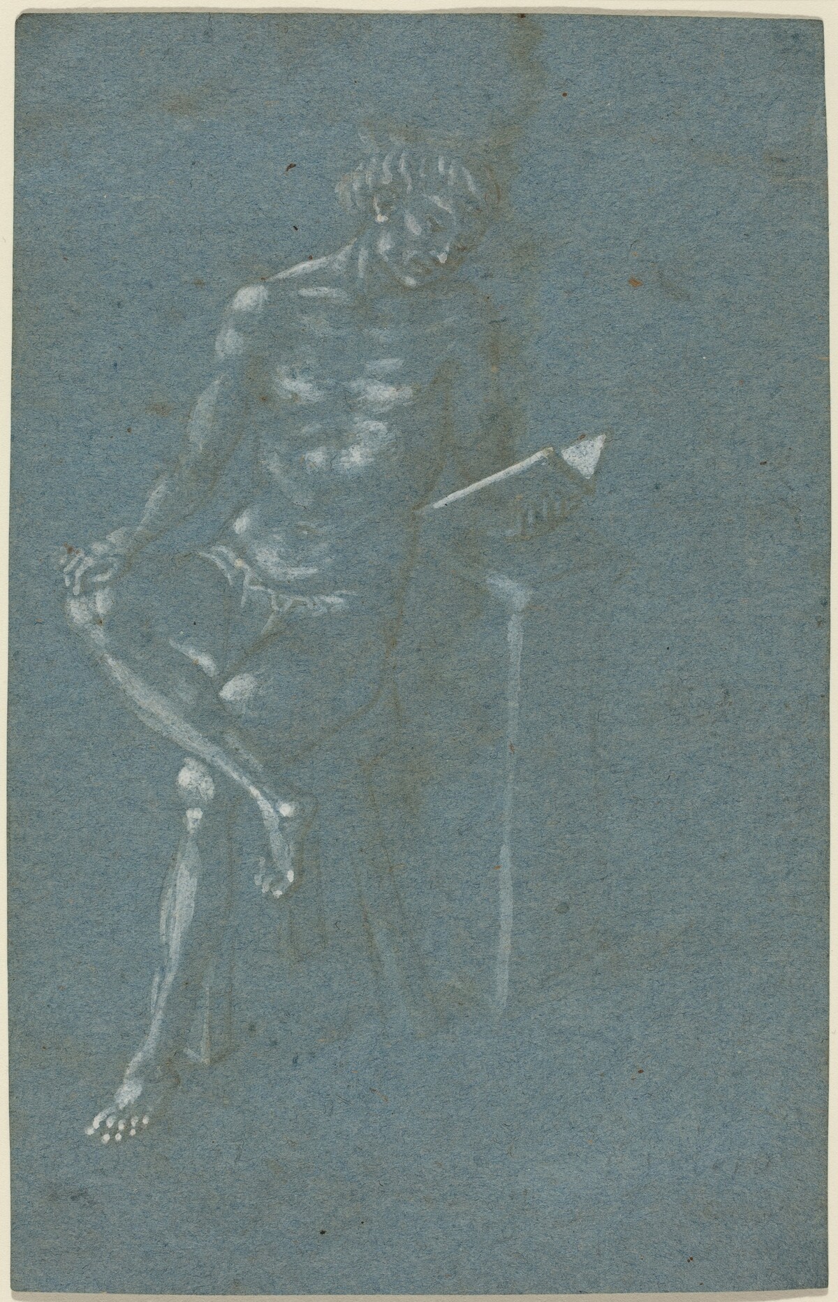 A Young Man Sitting on a Stool Reading a Book (recto); The Fall of Man (a fragment of the lower part) (verso) by Florentine 15th Century (possibly Domenico Veneziano or Luca della Robbia)