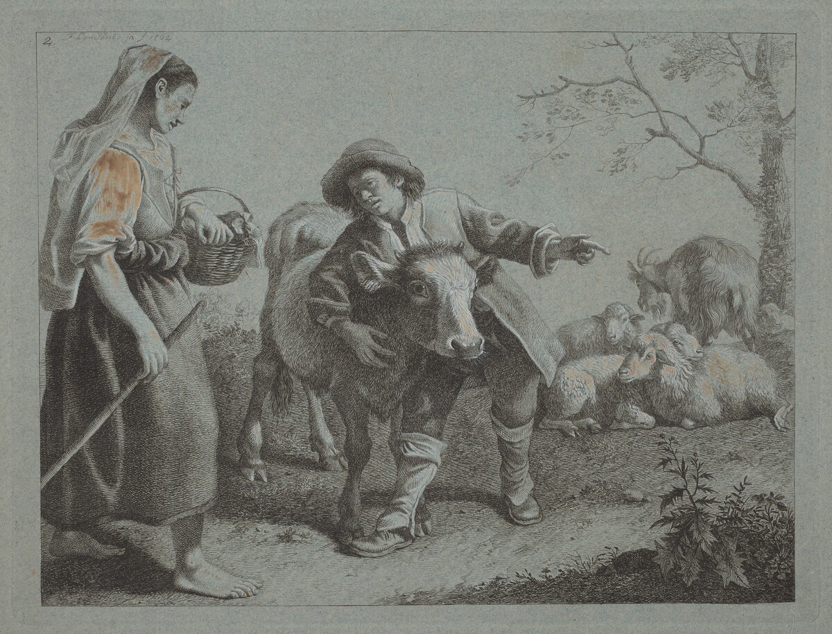 Shepherd Pointing Out the Direction to a Shepherdess by Francesco Londonio