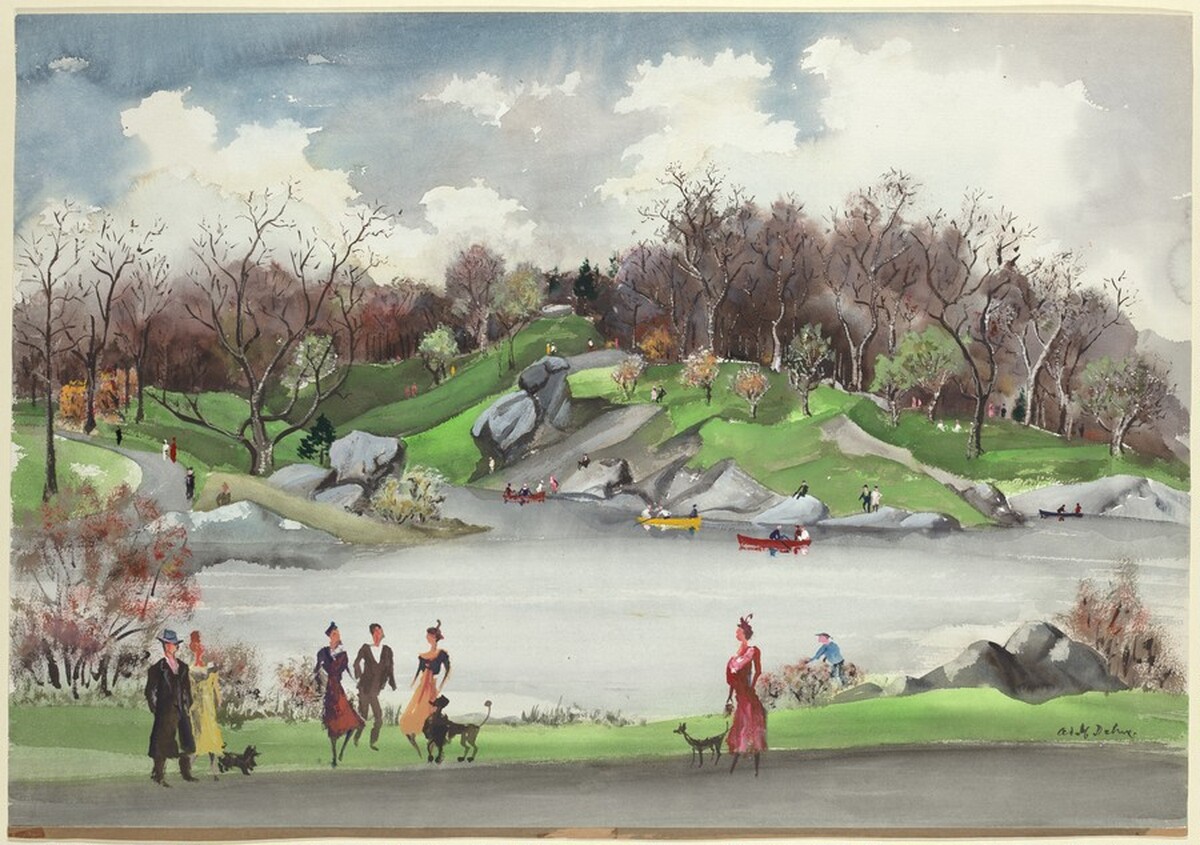 Pond in Central Park by Adolf Arthur Dehn