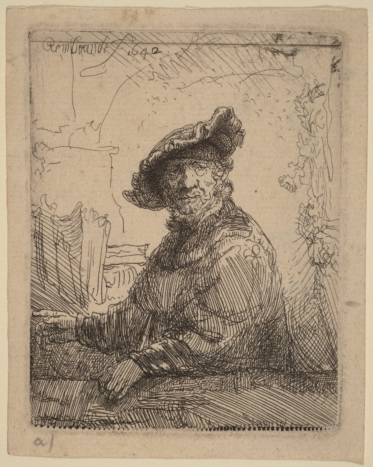 Man in an Arbor by Rembrandt van Rijn