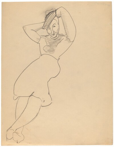 Woman Seated and Reclining Back, Hat Placed at an Angle