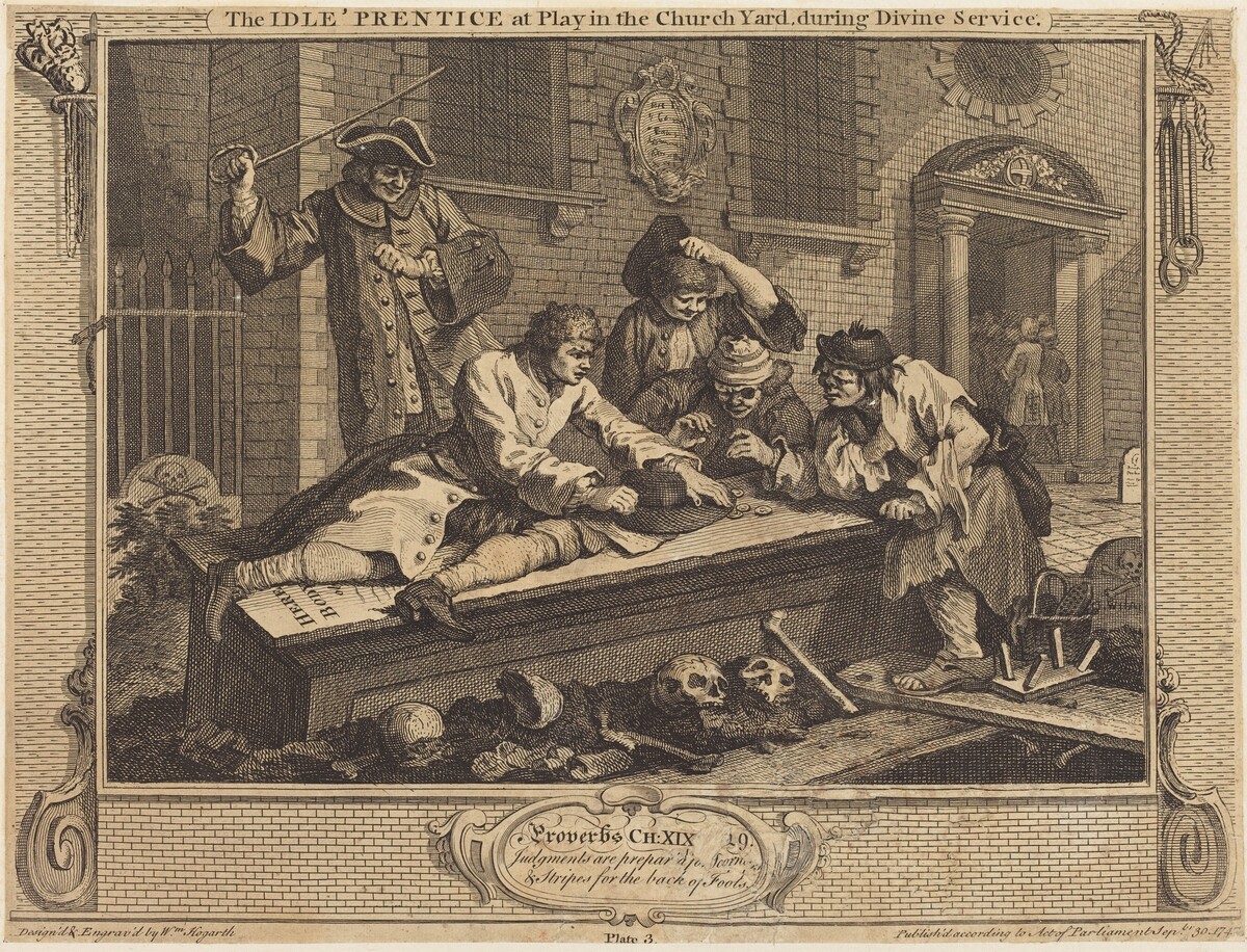 The Idle 'Prentice at Play in the Church Yard, during Divine Service by William Hogarth