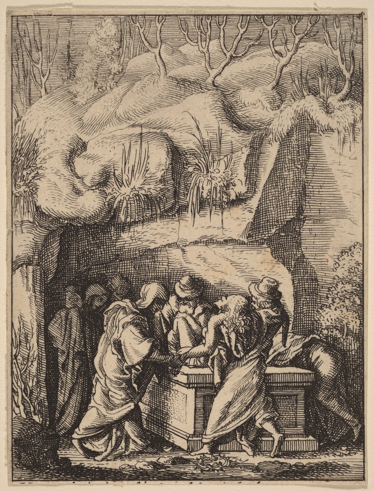 The Entombment by Wenceslaus Hollar, after a follower of Hans Holbein the Younger