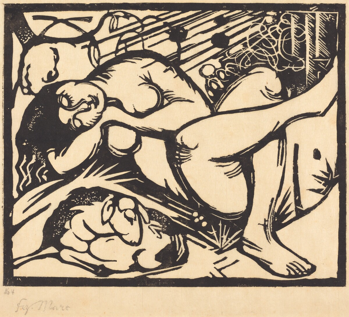 Sleeping Shepherdess (Schlafende Hirtin) by Franz Marc