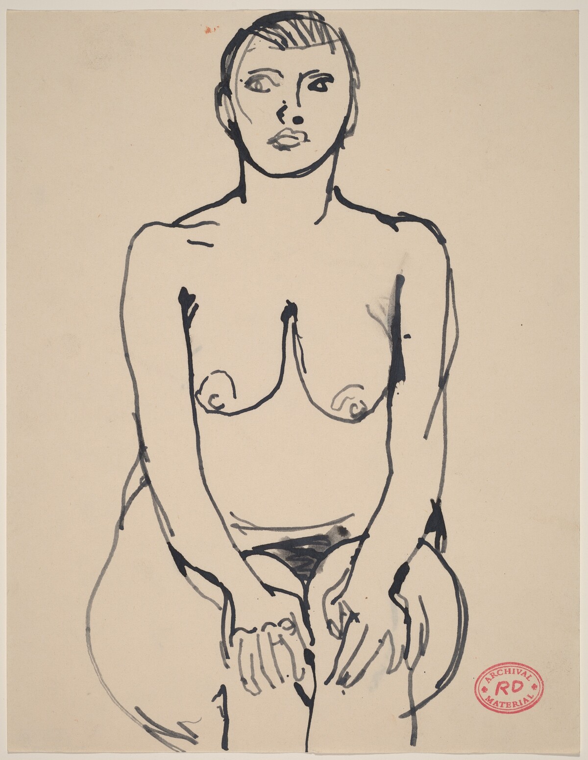 Untitled [nude seated with her hands on her knees] by Richard Diebenkorn