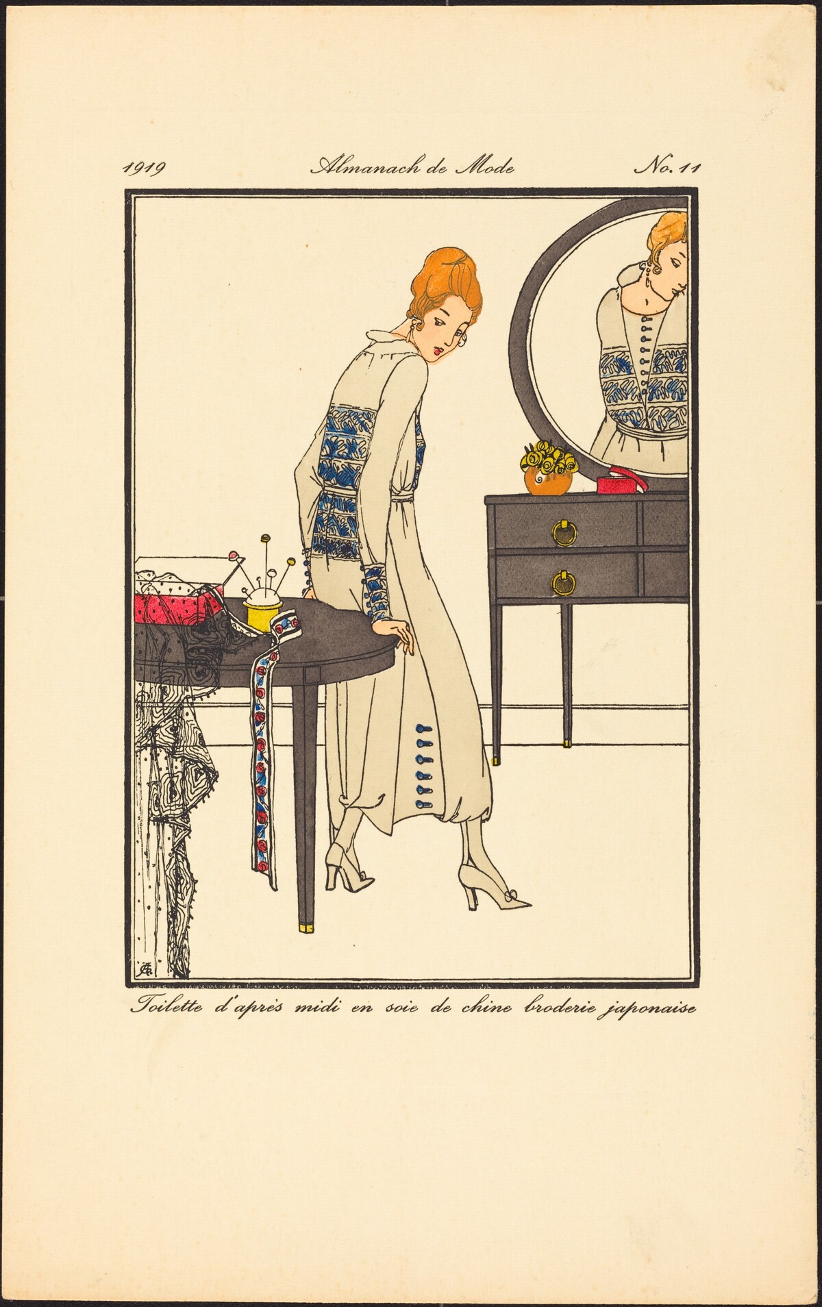 Toilette d'après midi en soie de chine broderie japonaise by French 20th Century