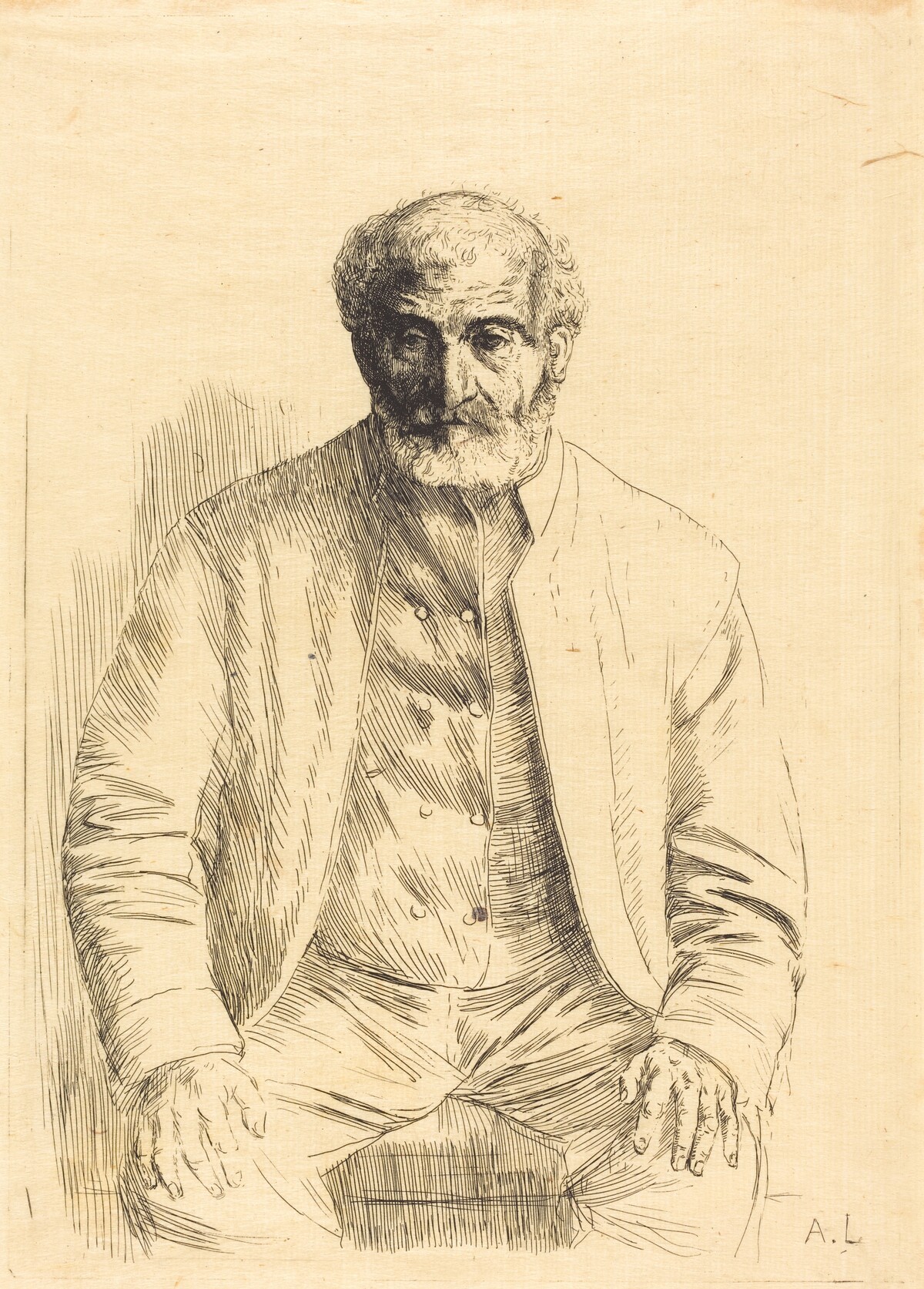 Old man seated (Vieillard assis) by Alphonse Legros