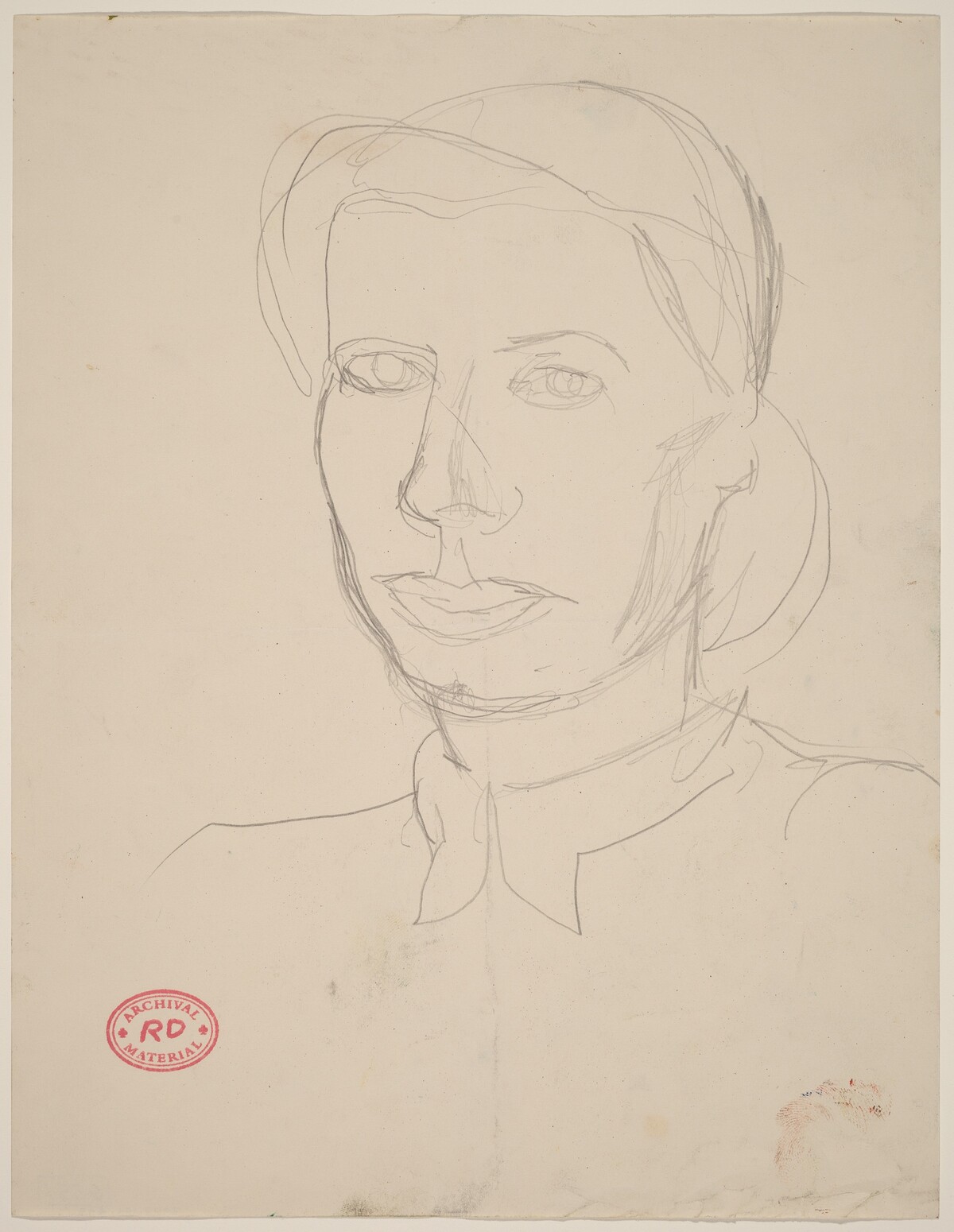 Untitled [head of a woman with articulated shirt collar] by Richard Diebenkorn