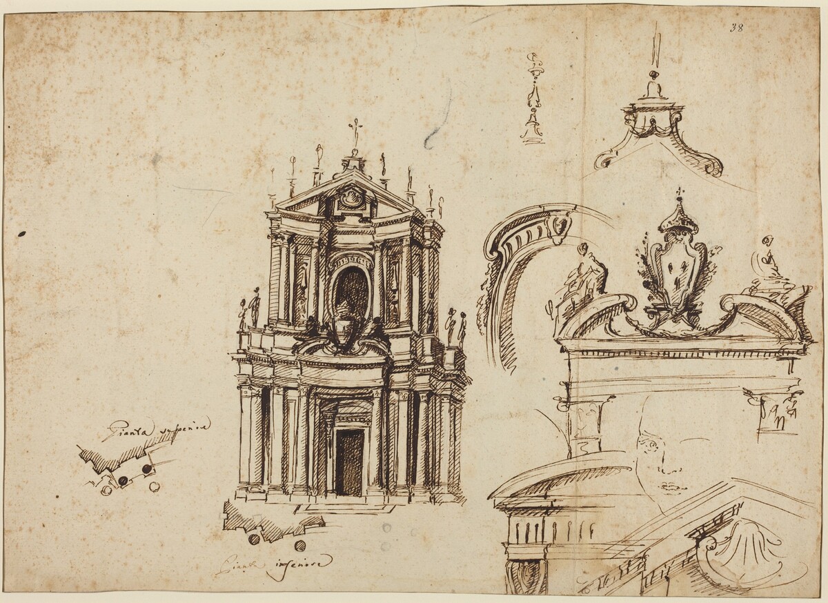 Studies for the Façade of Santa Cristina [recto] by Filippo Juvarra