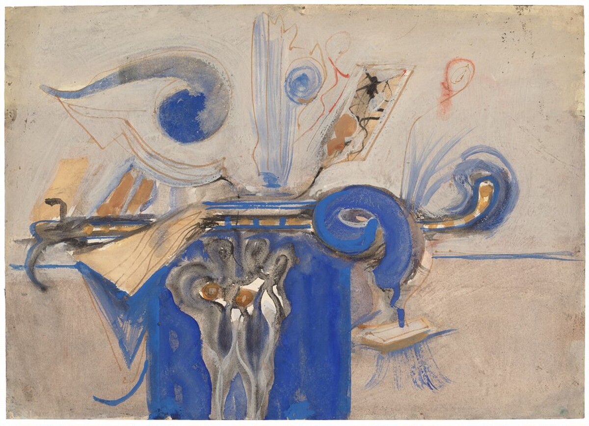 Abstract Composition in Blue, Black, Gray, and Tan by Mark Rothko