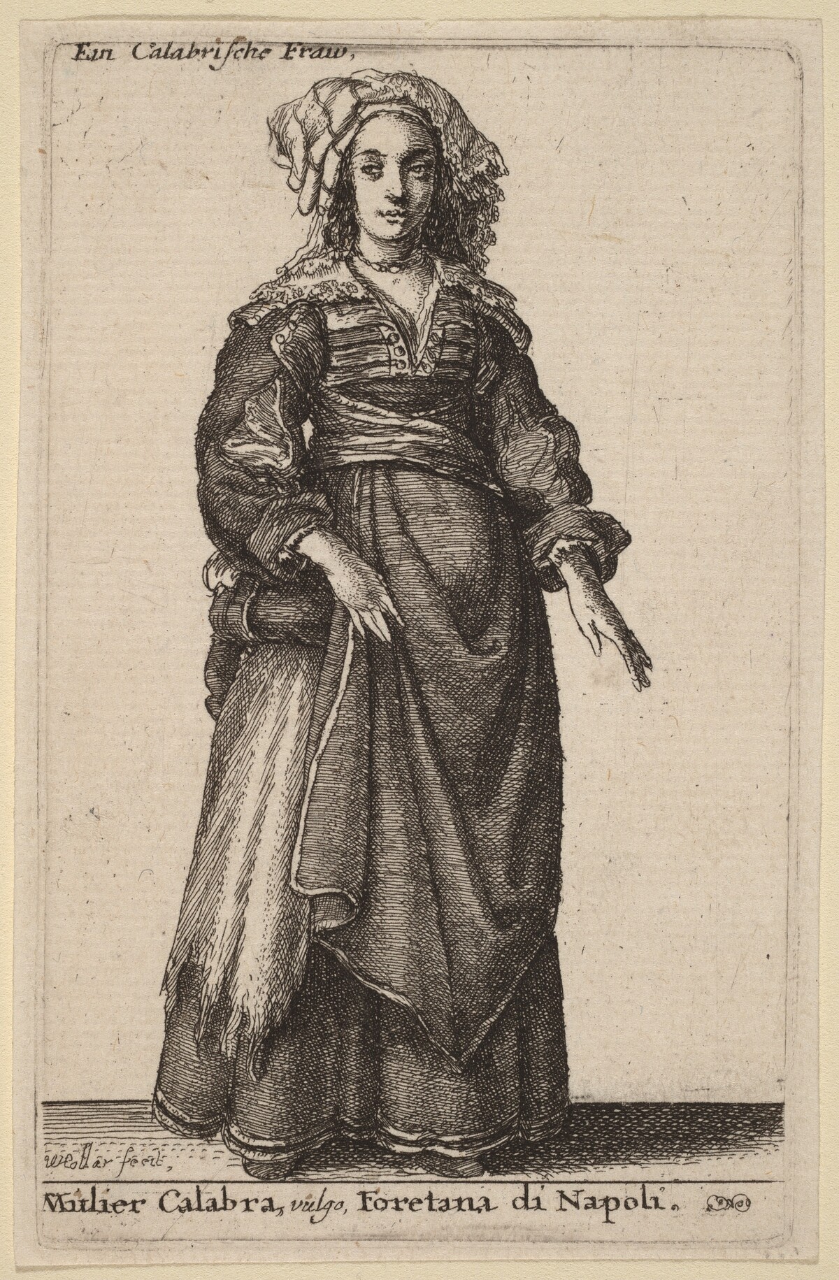 Mulier Calabra, Vulgo, Foretana di Napoli by Wenceslaus Hollar