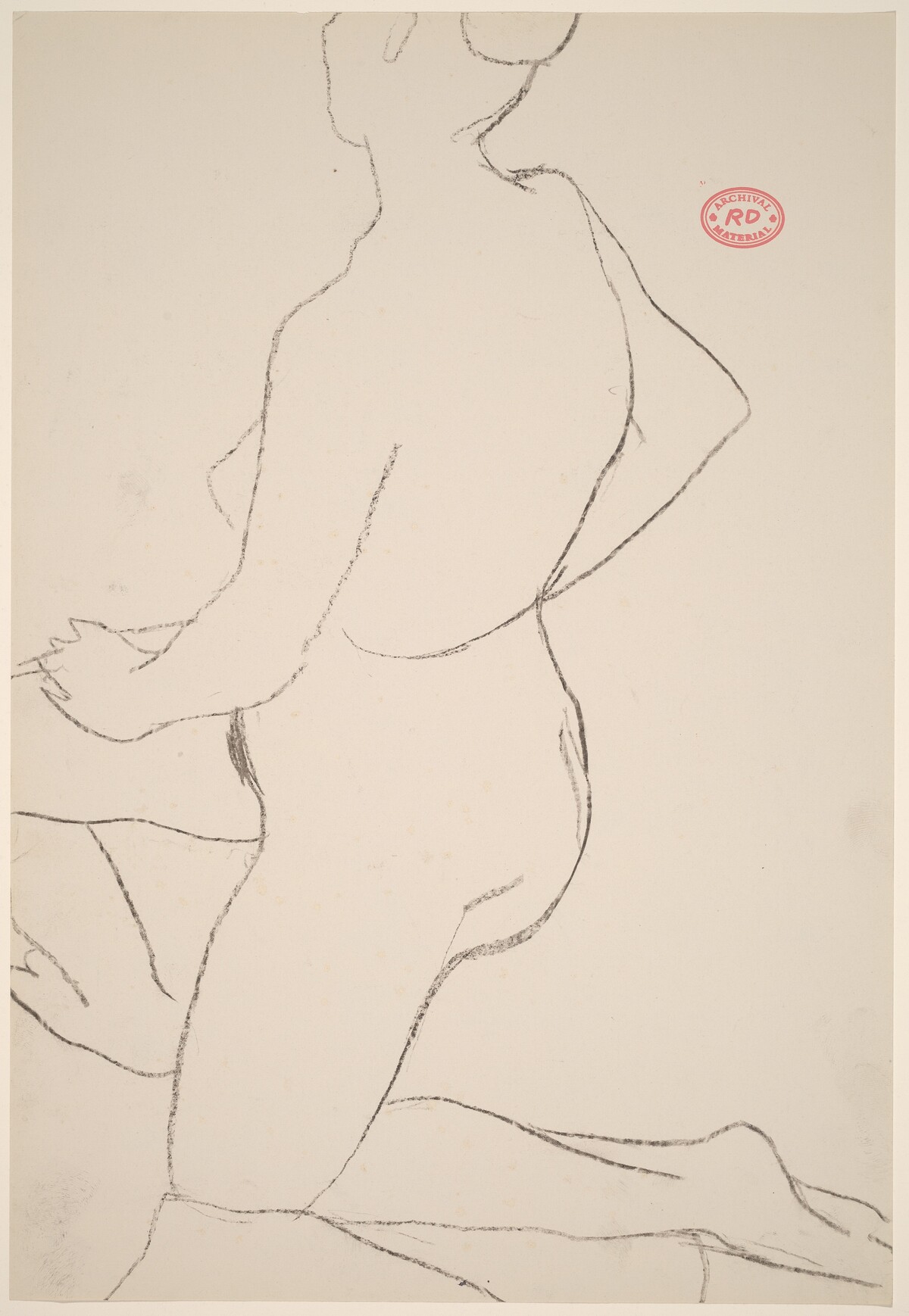 Untitled [kneeling female nude: side view] by Richard Diebenkorn