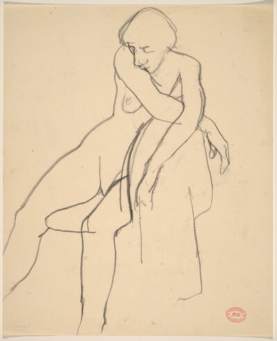 Untitled [female nude with arms crossed on chair back]