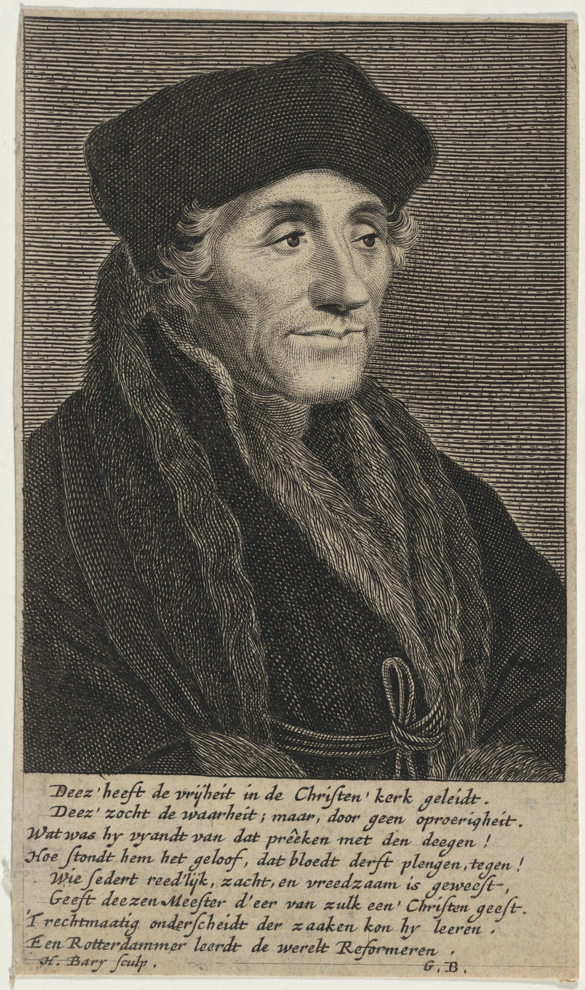 Desiderius Erasmus by Hendrick Bary after Hans Holbein the Elder