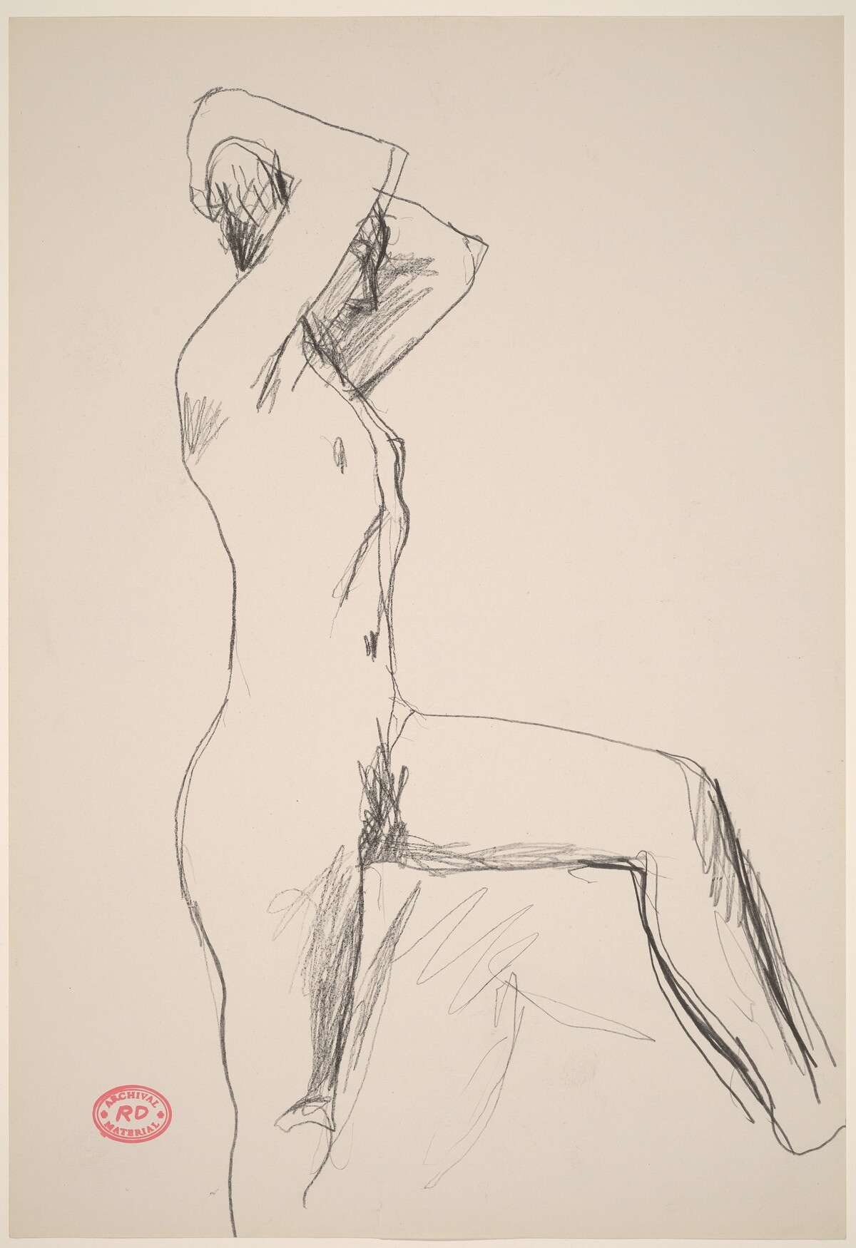 Untitled [standing female nude with arms behind head] by Richard Diebenkorn