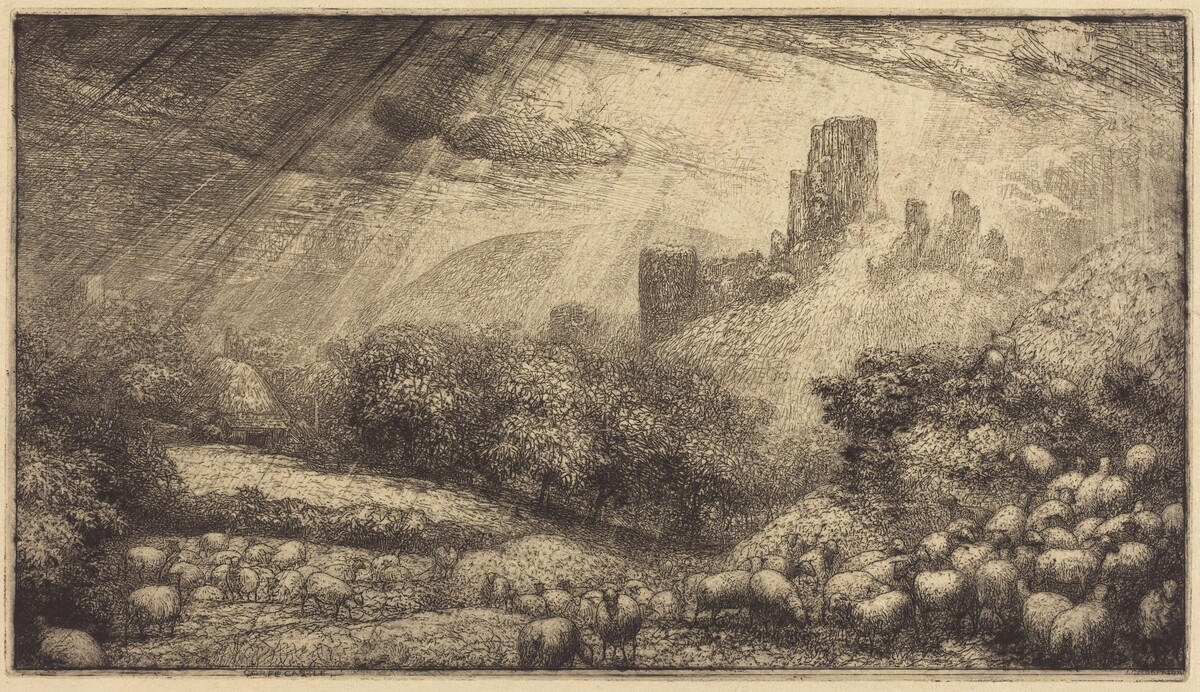 Corfe Castle: Effect of Sunshine after Rain by Sir John Charles Robinson